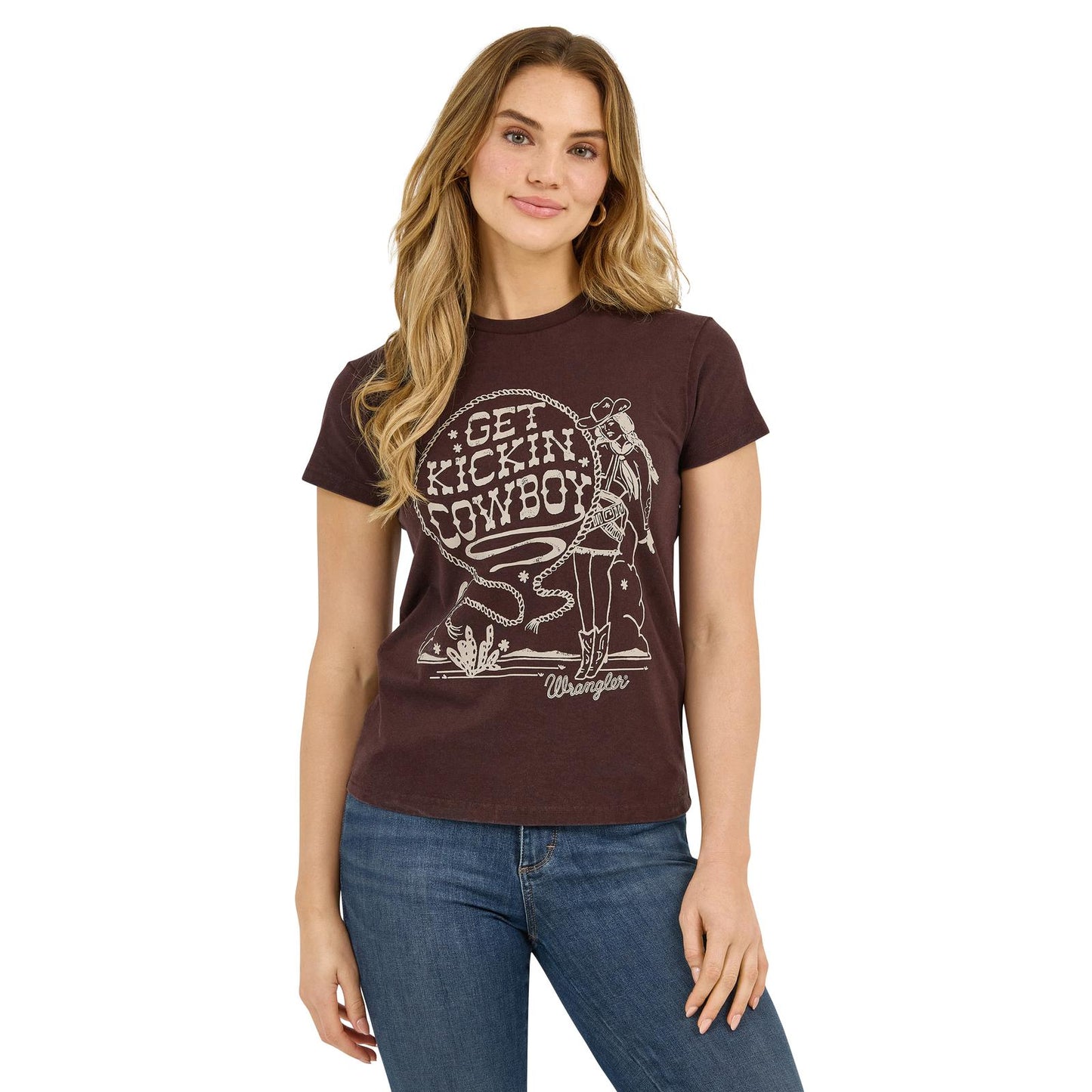 Wrangler GBU Women's Retro Reg Kicking Cowboy - Brown