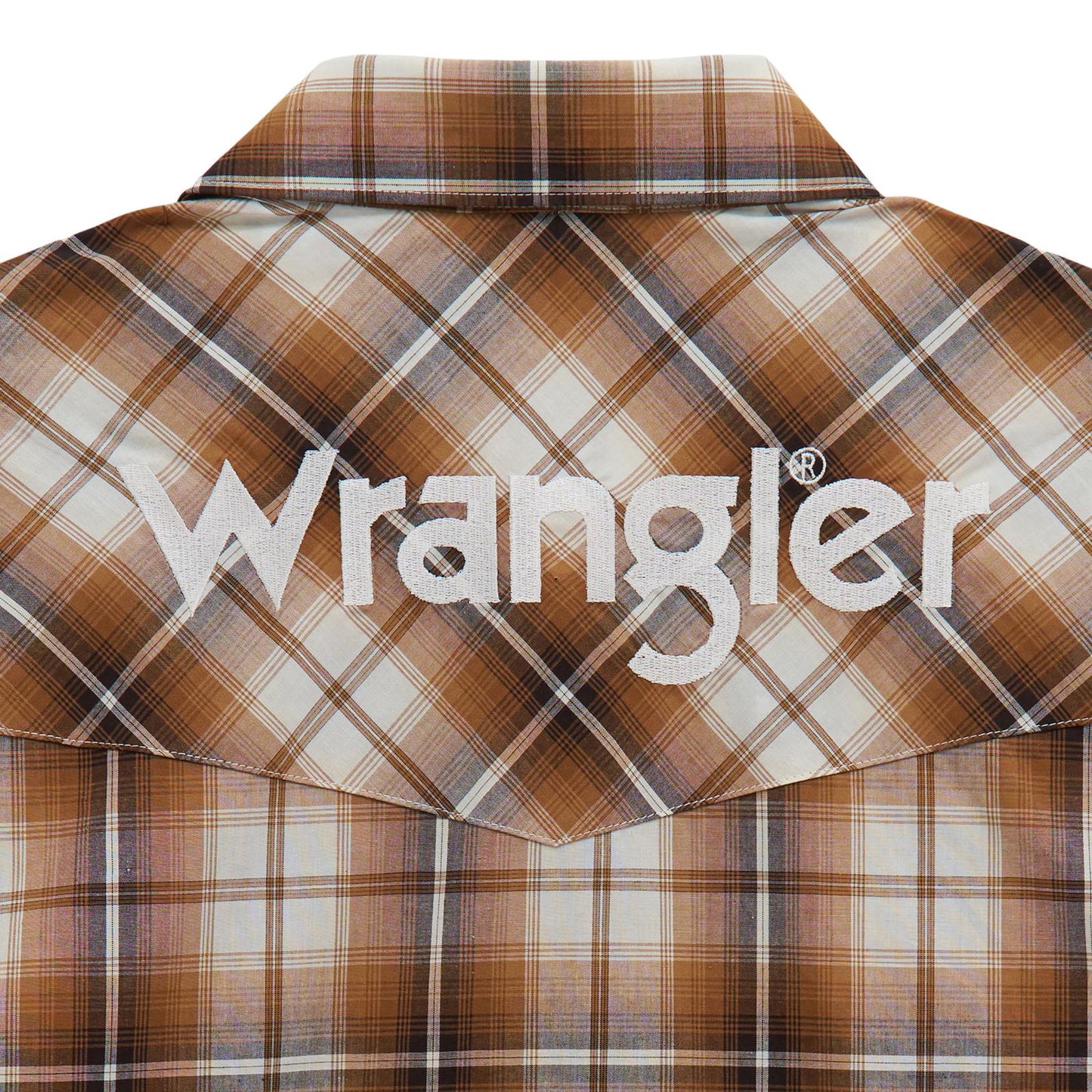 Wrangler® Long Sleeve Logo Shirt - Snaps - Brown
