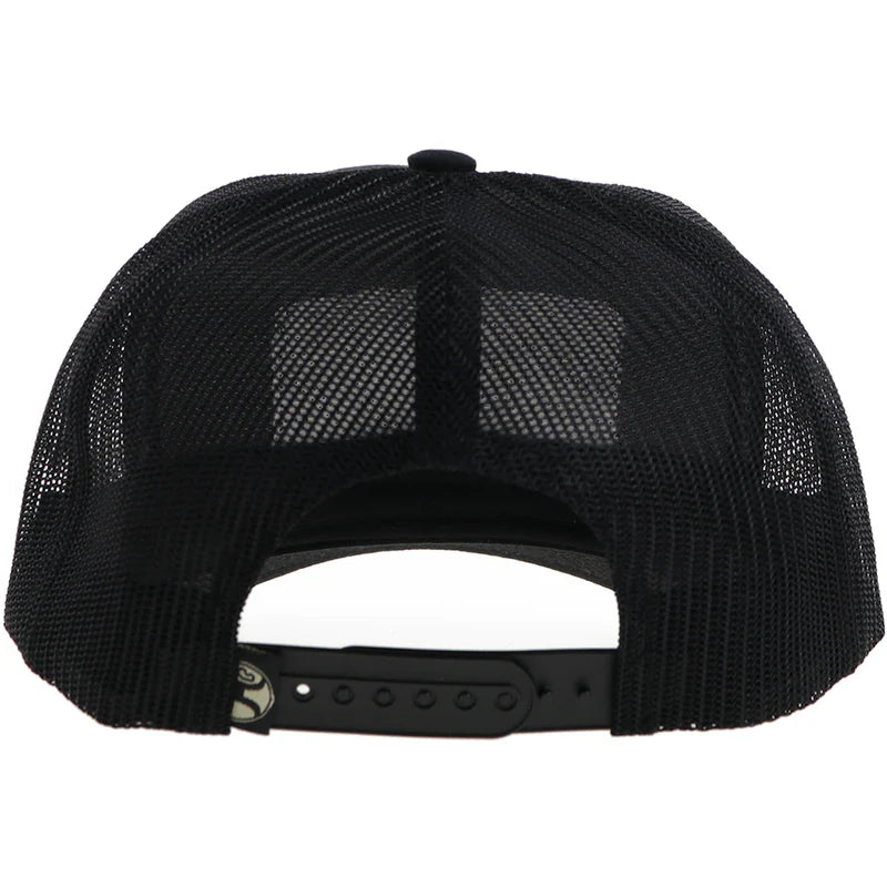 Hooey - "Sudan" Black Trucker Hat with Tan/Grey Rectangle Patch