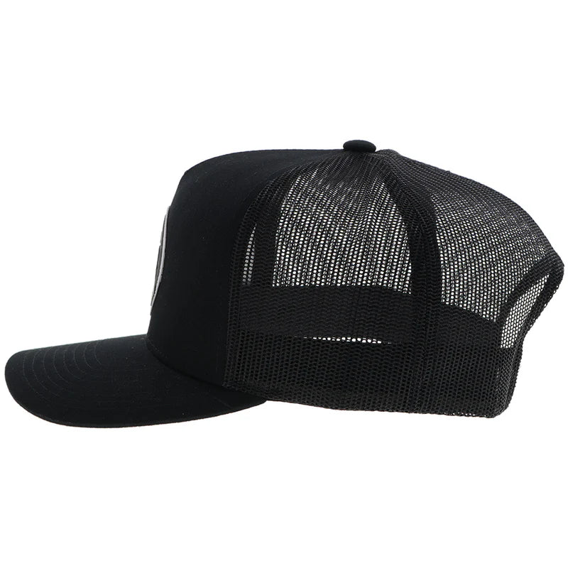 Hooey - "Roughly 2.0" Black Trucker Hat with Black/White Circle Patch (Youth)