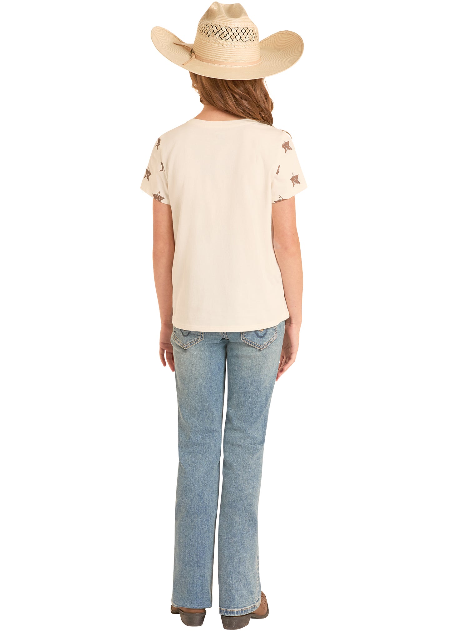 Rock & Roll Denim Best in the West Star Sleeve Graphic T-Shirt (Girls)