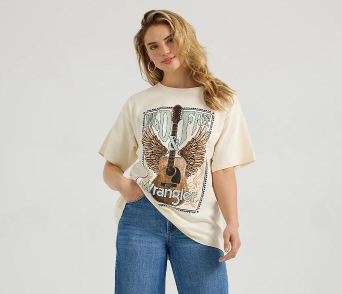 Women's Wrangler Western Graphic Oversized Tee - Wild and Free