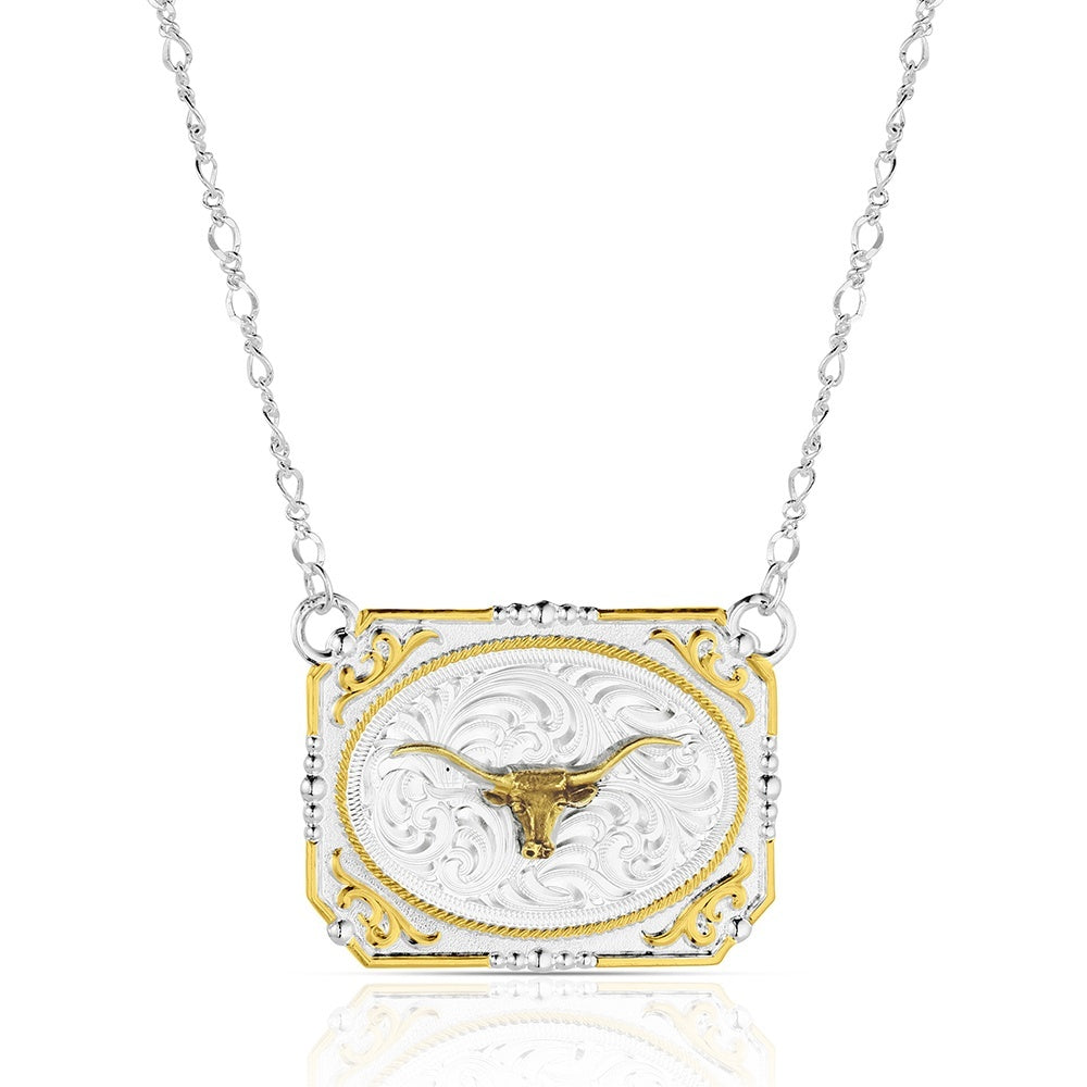 Western Buckle Necklace with Longhorn