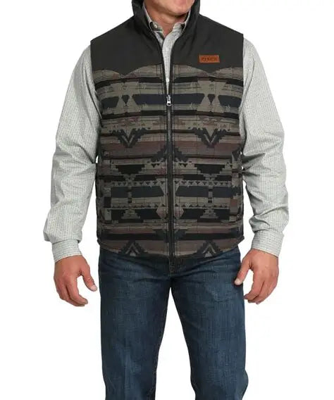 Cinch Reversable Quilted Vest in Rust and Western Print