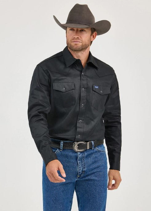 Wrangler Men's Cowboy Cut® Firm Finish Twill Western Snap Work Shirt