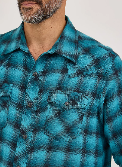 Men's Wrangler Retro® Long Sleeve Flannel Western Snap Plaid Shirt