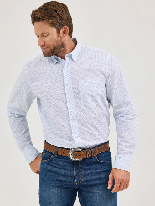 Wrangler® Cody.Johnson™ Men's L/S Pale Blue Squared Button Shirt