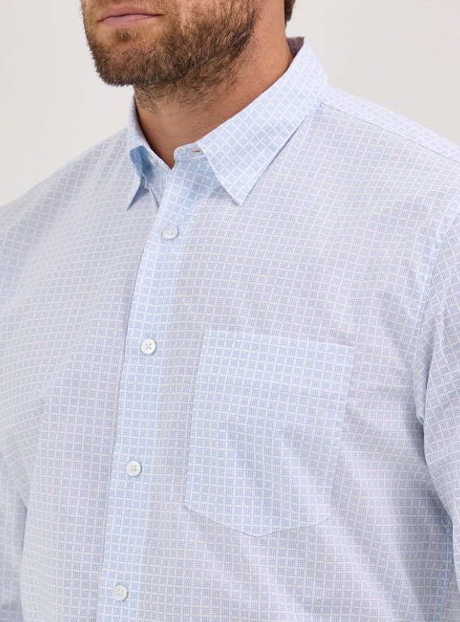 Wrangler® Cody.Johnson™ Men's L/S Pale Blue Squared Button Shirt
