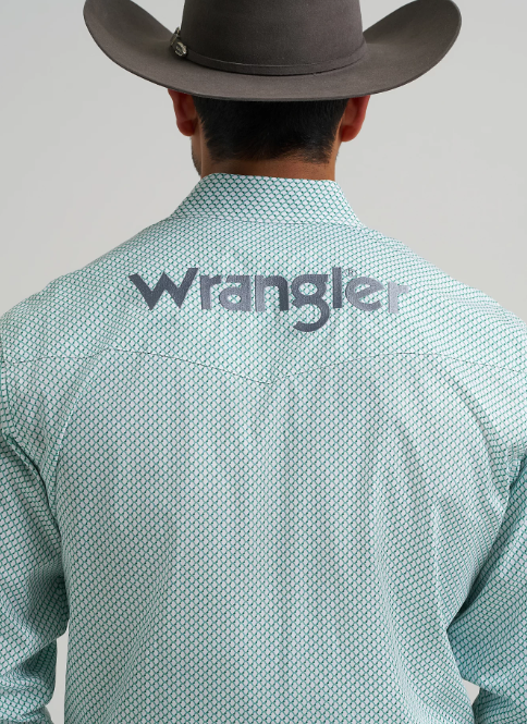 Wrangler® Logo Long Sleeve Western Snap Shirt (Men's)