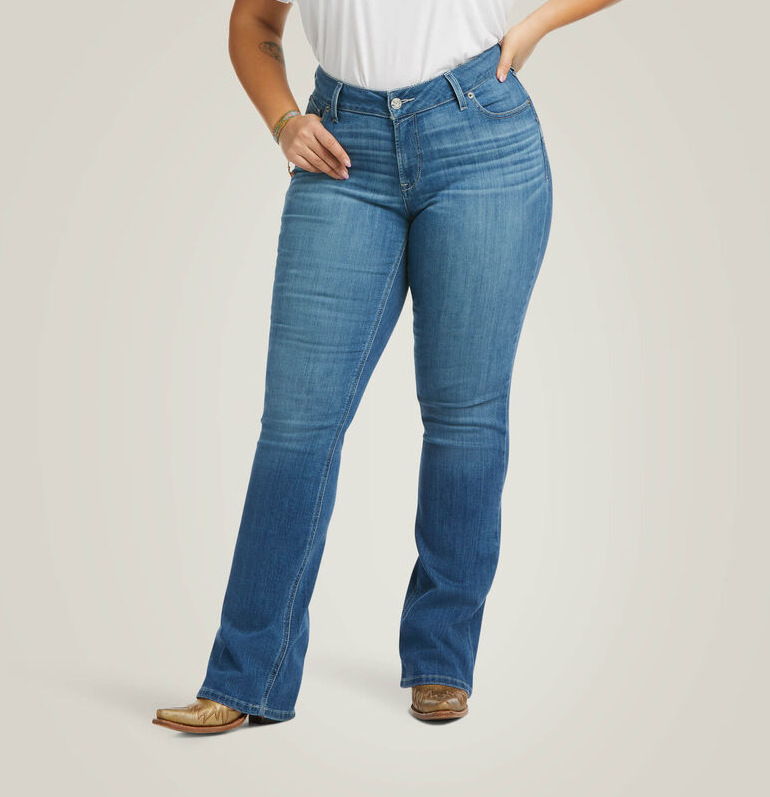 R.E.A.L. Mid Rise Patricia Boot Cut Jeans (Womens) - Maine Wash