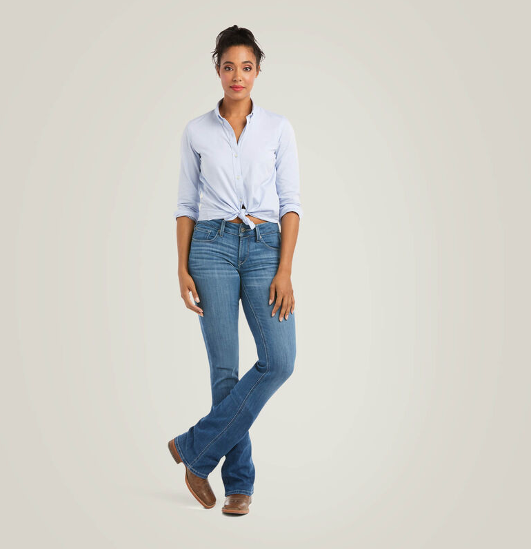 R.E.A.L. Mid Rise Patricia Boot Cut Jeans (Womens) - Maine Wash