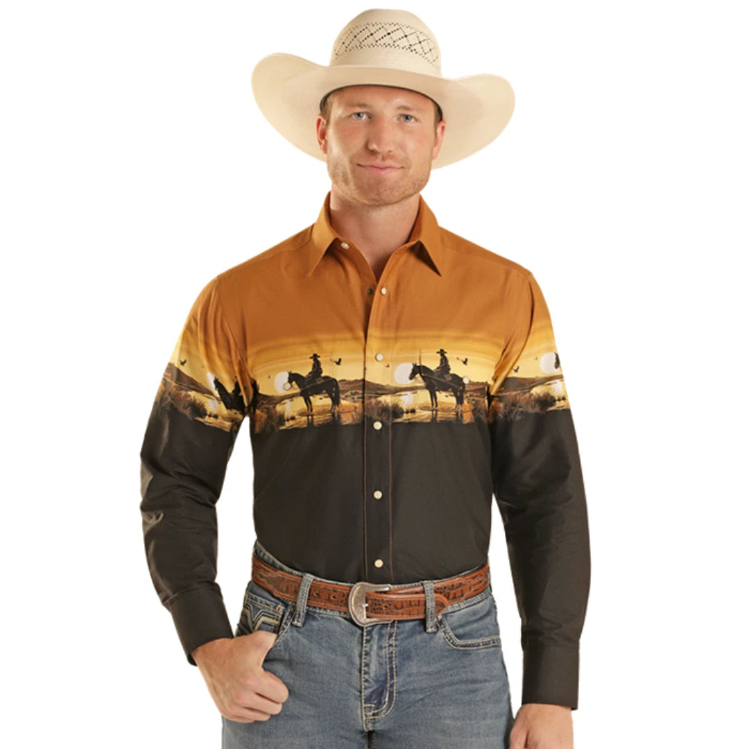 Panhandle Slim Desert Borders Snap Shirt in Tan (Men's)