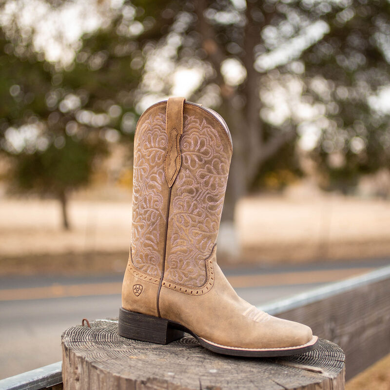 Ariat Round Up Remuda Wide Square Toe Western Boot in Brown Bomber (Women's)