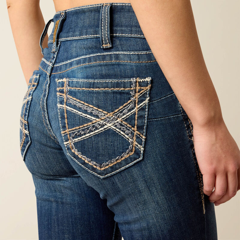 Ariat R.E.A.L. Mid Rise Stretch Entwined Festival Boot Cut Jean - Festival Blue (Women's)