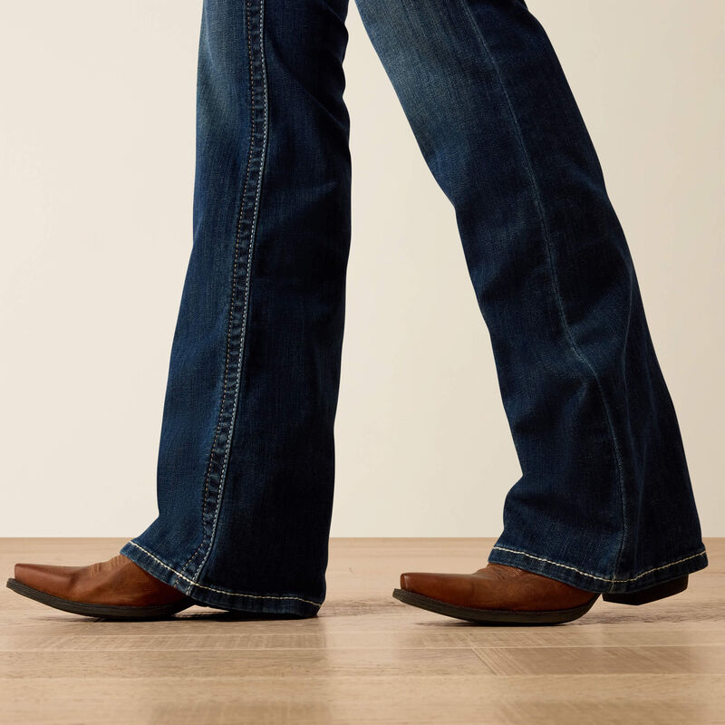 Ariat R.E.A.L. Mid Rise Stretch Entwined Festival Boot Cut Jean - Festival Blue (Women's)