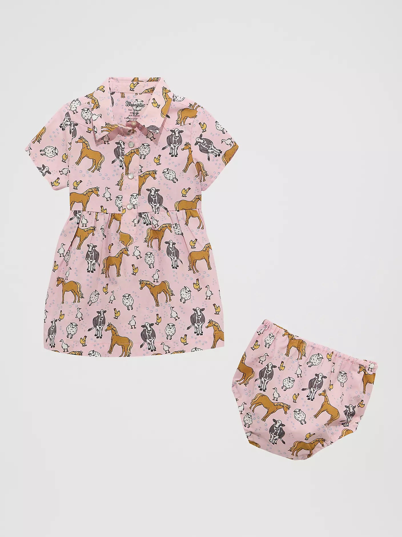 Wrangler Printed Farm Animal Pink Snap Dress (Girls)