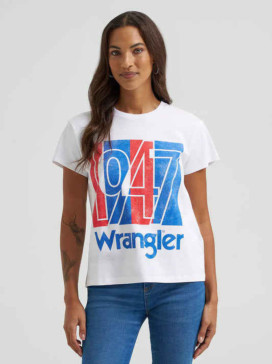 Wrangler 1947 Billboard Retro Regular Graphic T-Shirt in White (Women's)