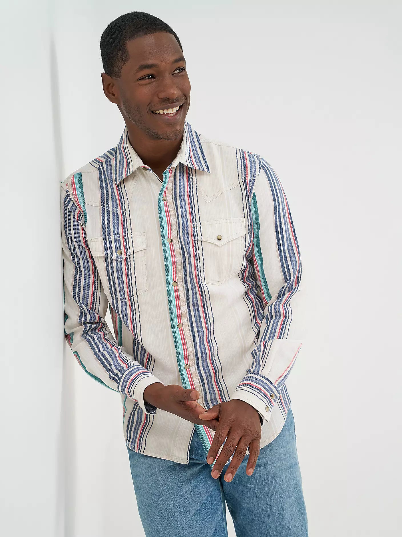 Wrangler Retro® Premium Stripe Western Snap Shirt (Men's)