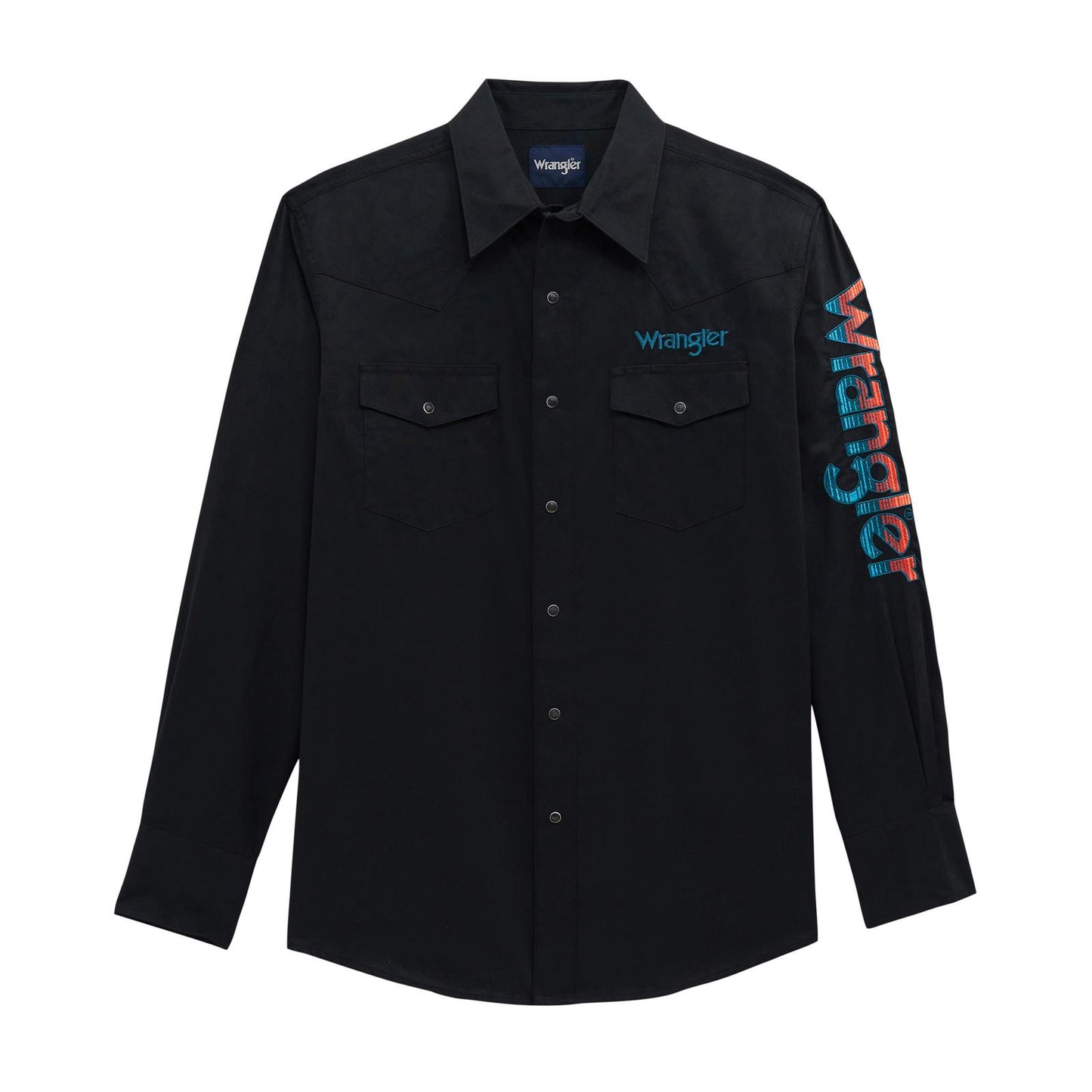 Wrangler® Long Sleeve Logo Shirt - Snaps - Black (Men's)