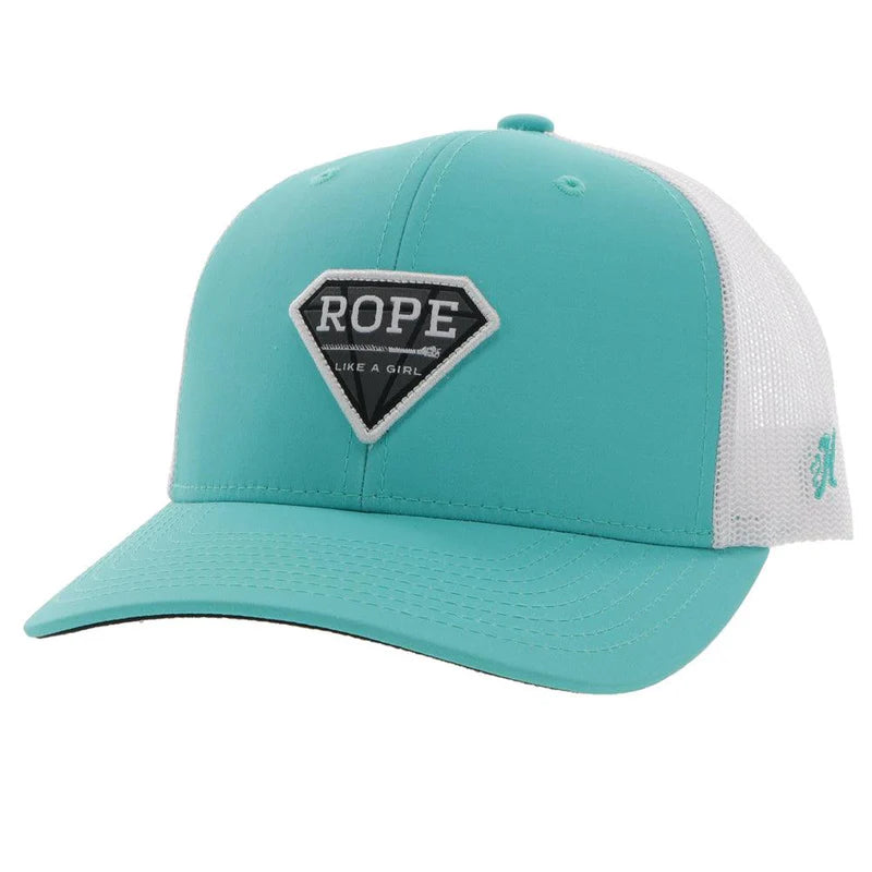 Hooey - "Rope Like a Girl" Turquoise and White Trucker Hat