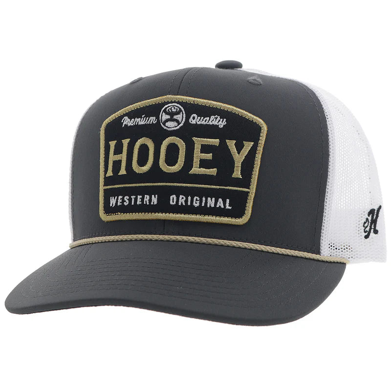 Hooey - "Trip" Trucker Hat in Charcoal/White with Black/Gold Patch