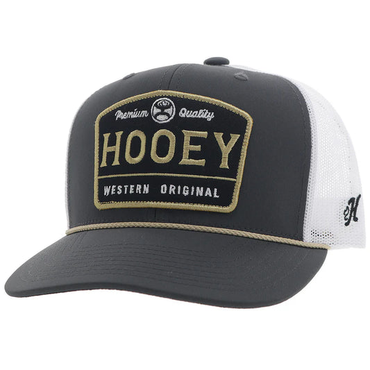 Hooey - "Trip" Trucker Hat in Charcoal/White with Black/Gold Patch