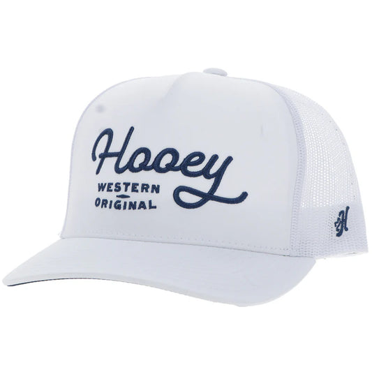 Hooey - "OG" White Trucker Hat with Blue Stitching