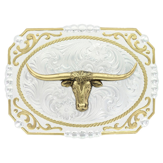 Two-tone Cowboy Cameo Buckle with Longhorn
