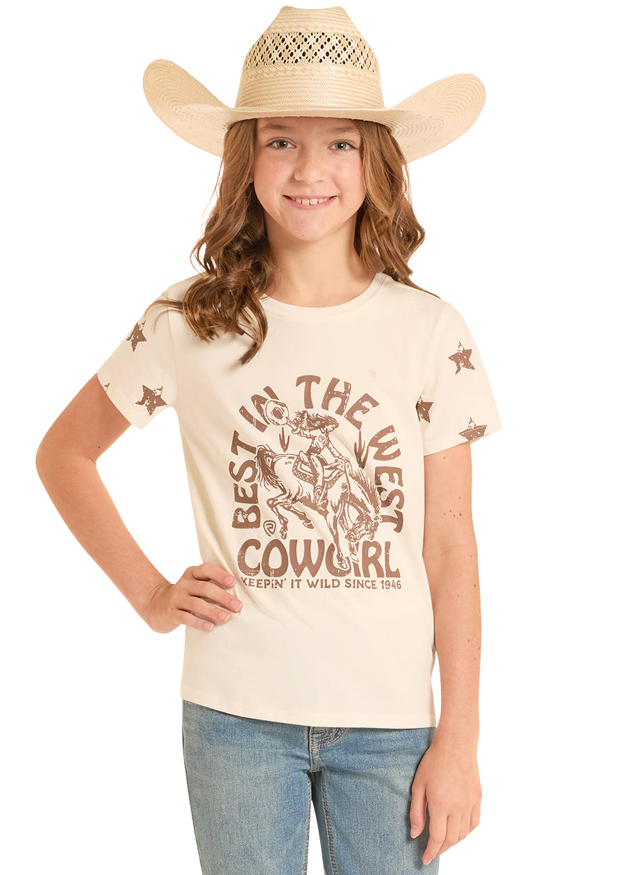 Rock & Roll Denim Best in the West Star Sleeve Graphic T-Shirt (Girls)