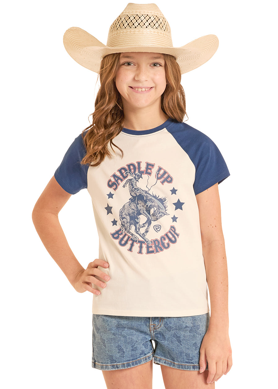 Rock & Roll Denim Saddle Up Buttercup Graphic T-Shirt (Girls)