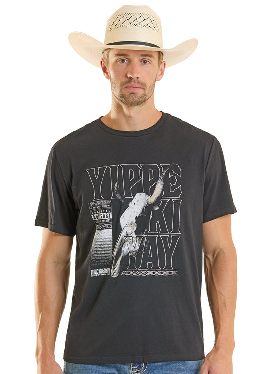 Rock&Roll Demin Yippe Ki Yay Skull Graphic T-Shirt (Men's)