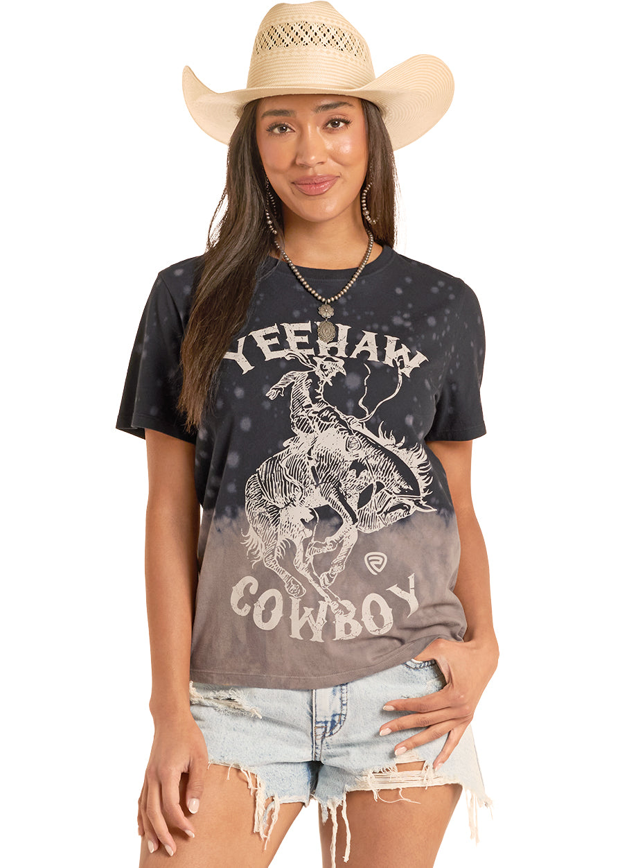 Rock&Roll Demin Yeehaw Cowboy T-Shirt (Women's)