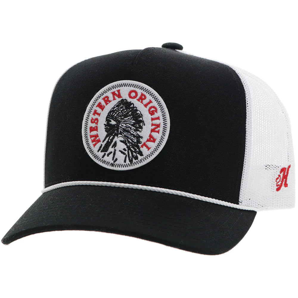 Hooey - "Quanah" Black/White Trucker Hat with Red/White Circle Patch