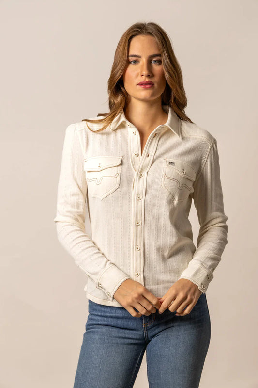 Kimes Ranch Isabel Pointelle Pristine Button Up Long Sleeve