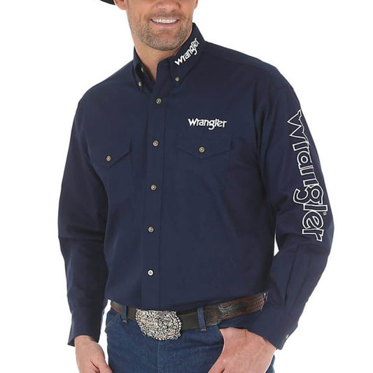 Wrangler® Logo Long Sleeve Western Snap Shirt (Men's)