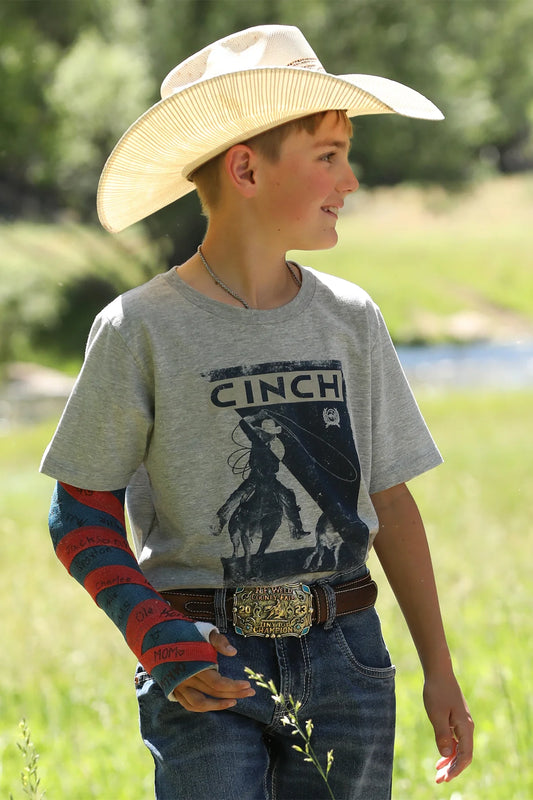 Cinch Horse Rider Graphic T-Shirt in Grey (Youth)