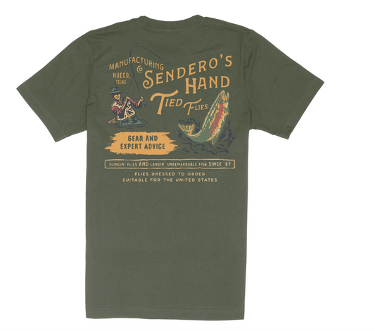 Sendero Hand Tied Flies T-Shirt - Army Green (Men's)
