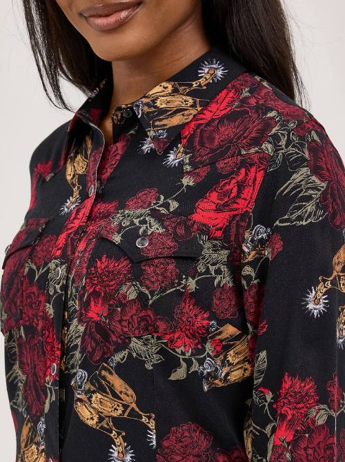 Women's Floral Western Snap Dress