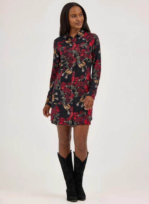 Women's Floral Western Snap Dress