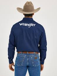 Wrangler® Logo Long Sleeve Western Snap Shirt (Men's)