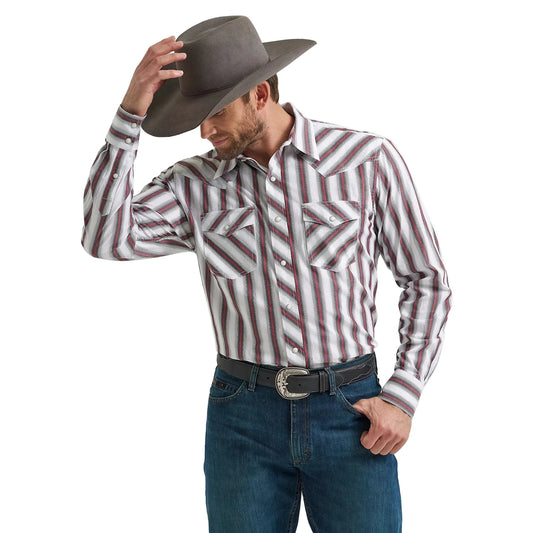 Wrangler® 20X® Competition Advanced Comfort Long Sleeve Shirt Classic Fit in White Multi (Men's)
